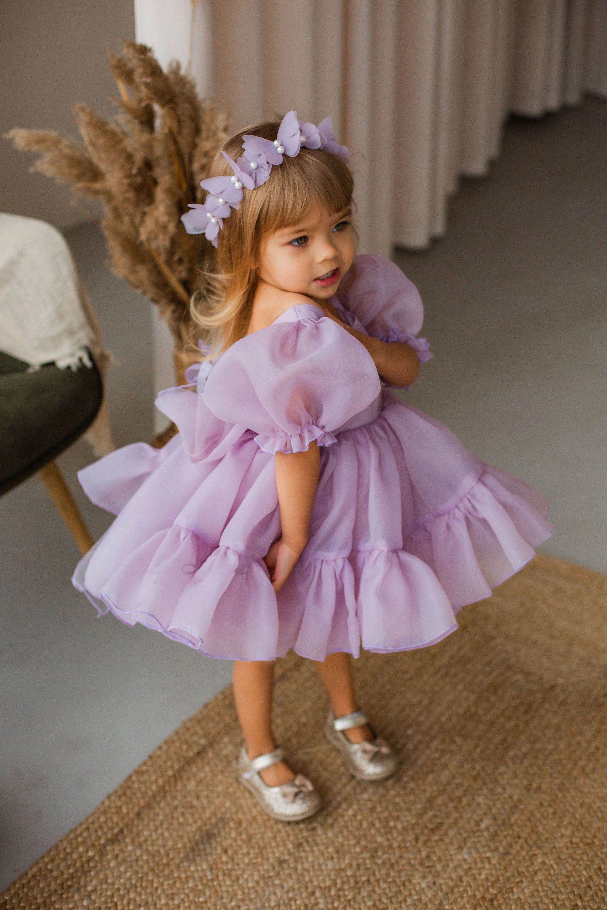 Lovely Lilac Tutu and Tulle Puffy Flower Girl Dress Baby Birthday Gift Party Princess Pageant Toddler First Communion Gowns