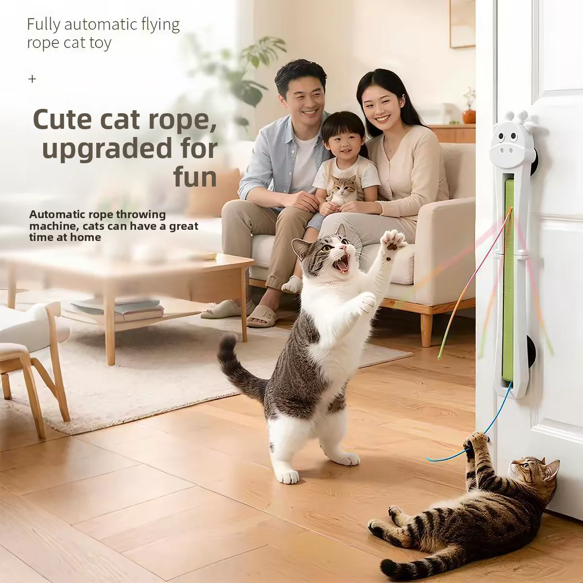 ZHAYAElectric Hanging Door Cat Toy,Auto Rotating Rope Swing Toy,Interactive Self‑Play Entertainment Pet Toy for Indoor Cats