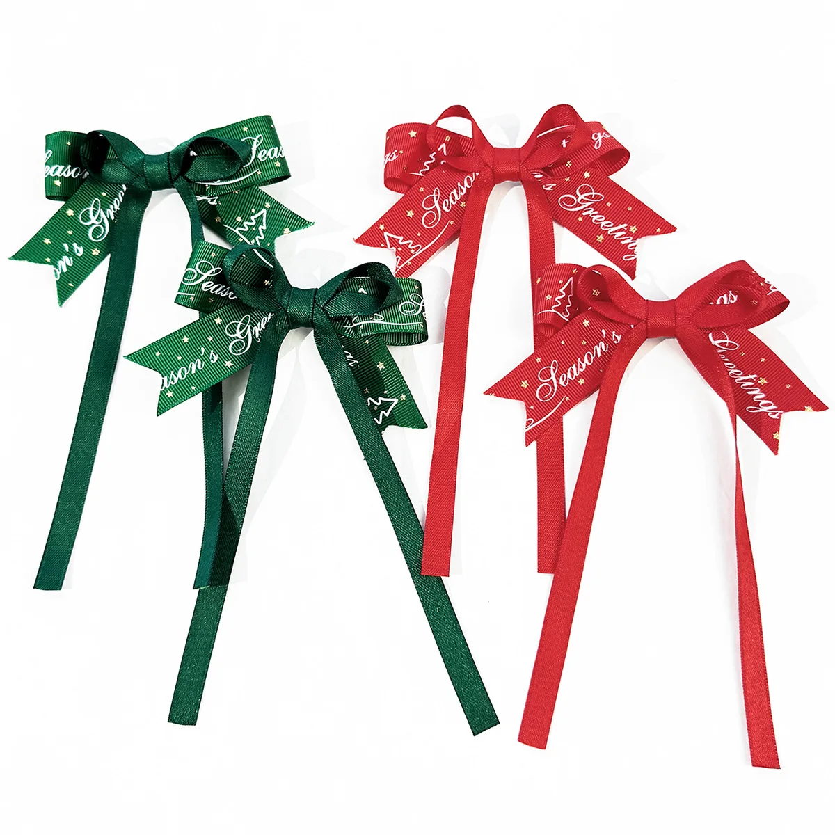 36pc Women's Girls Green Red Ribbon Hairpins with Long Tassel Ponytail Clips Hairgrips Christmas Themed Hair Accessories Bulk