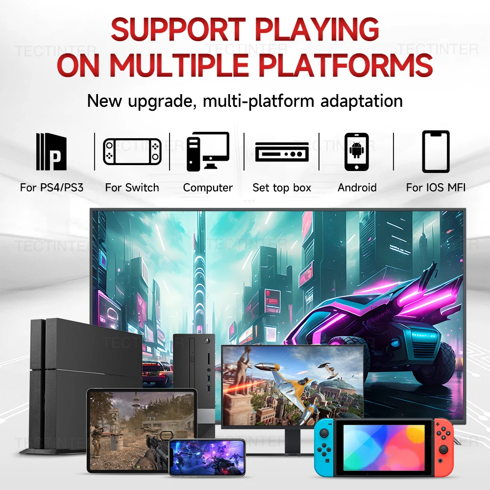 Wireless Bluetooth Retro Arcade Console Game Joystick Controller for PS4/PS3/Nintendo Switch/ Andriod IOS Mobile Phone Street