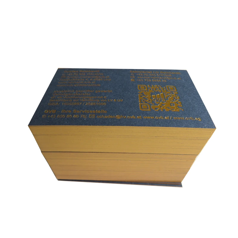 Custom Blue cards Bronzing Gold Edge Business Cards  Gold foil business card, hot stamping logo, 360gsm