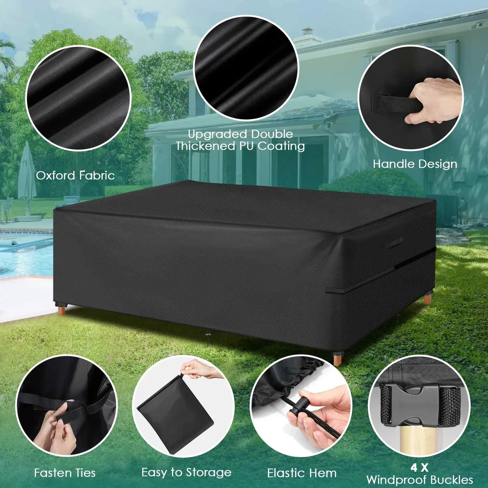 

Waterproof Outdoor Patio Garden Furniture Covers 420D Oxford Cloth Snow Rain Chair Protection for Sofa Table Dust Proof Cover