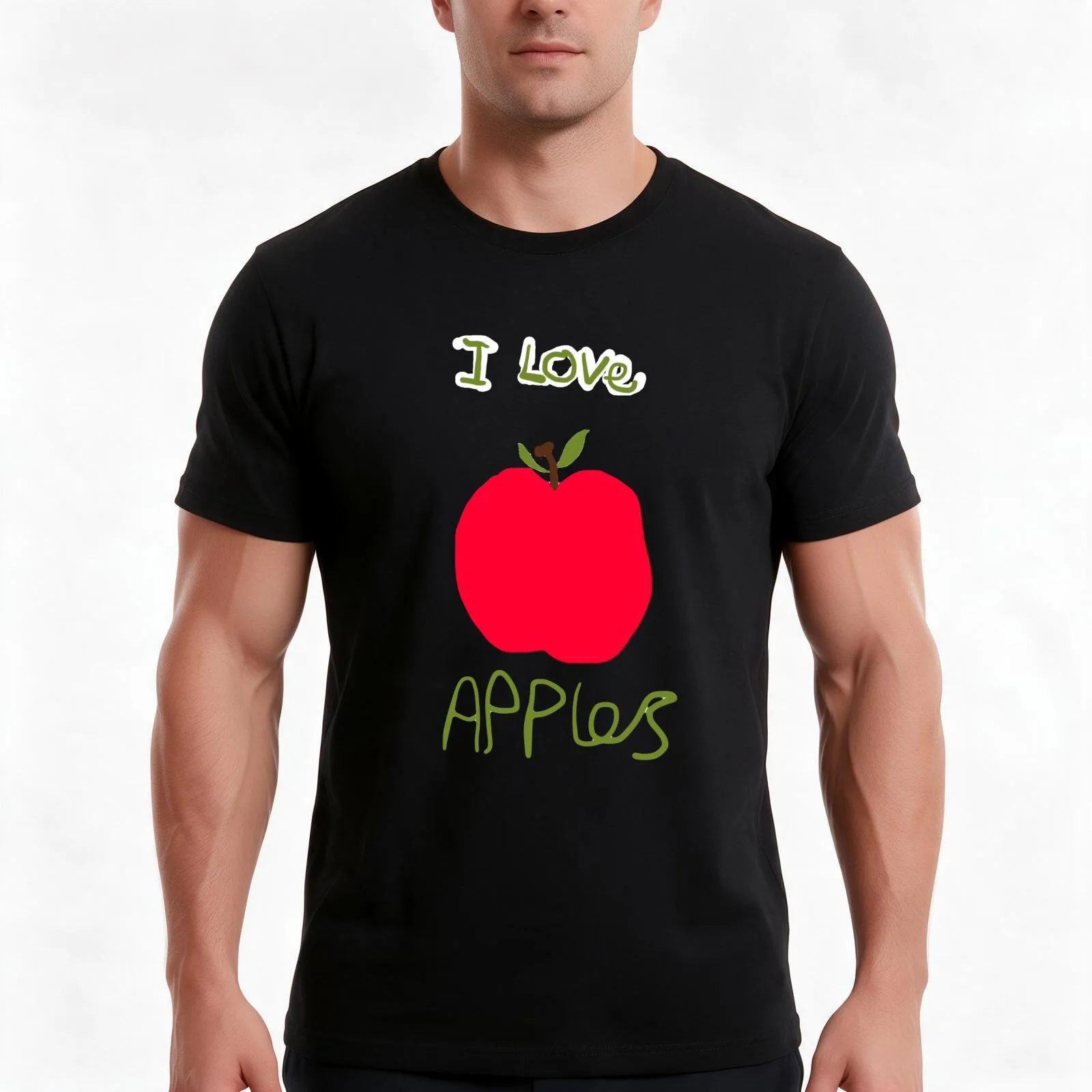 I love apples T-Shirt, Summer Casual Cotton Tee, Oversized Streetwear Tops, Vintage Graphic Print, Loose Fit Short Sleeve