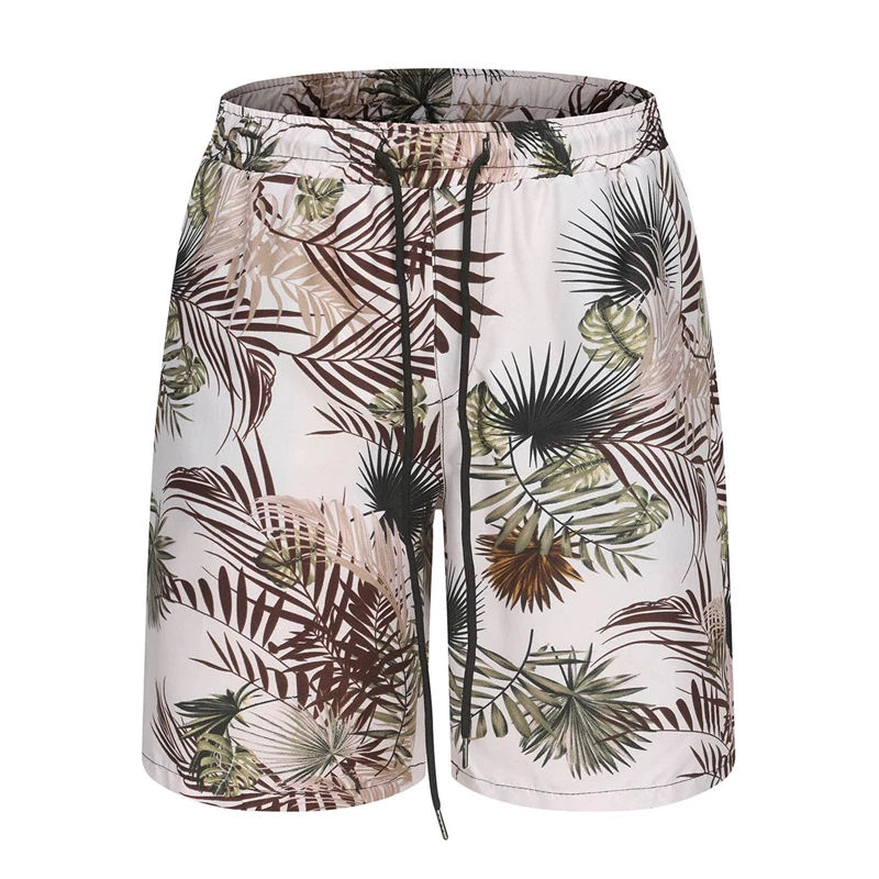 3D Printed Retro Flower Shorts For Men Hawaii Vacation Casual Beach Shorts Fashion Trend Tree Leaf Pattern Quick Dry Swim Trunks