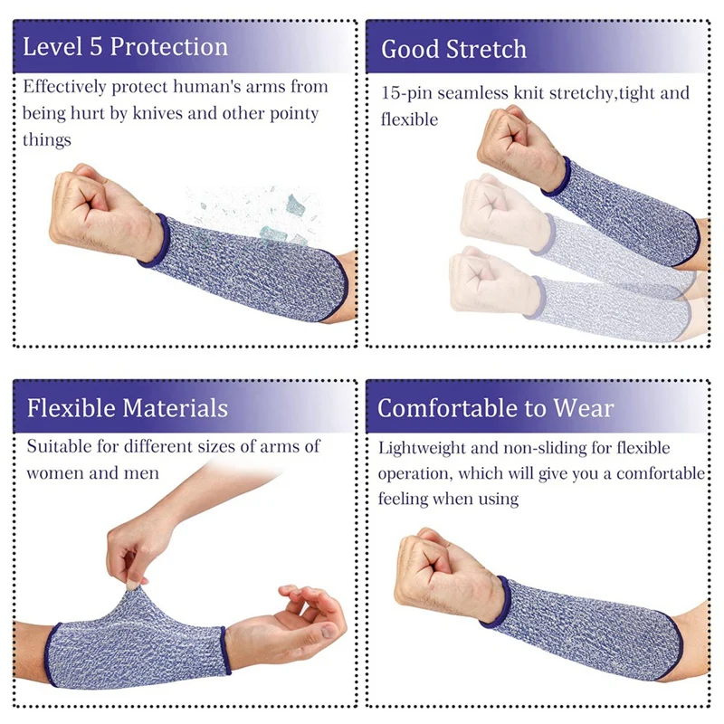 Arm Protectors For Thin Skin And Bruising Cut Resistant Forearm Sleeve Level 5 Arm Burn Protection Sleeve HPPE 1Set