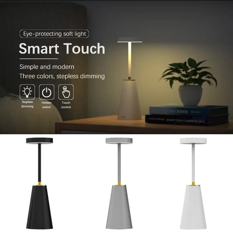 

Cordless Table Lamp Touch Lamp Type-C USB Rechargeable Cordless Night Light Stepless Dimming Table Lamp Bedside Lamp Hotel