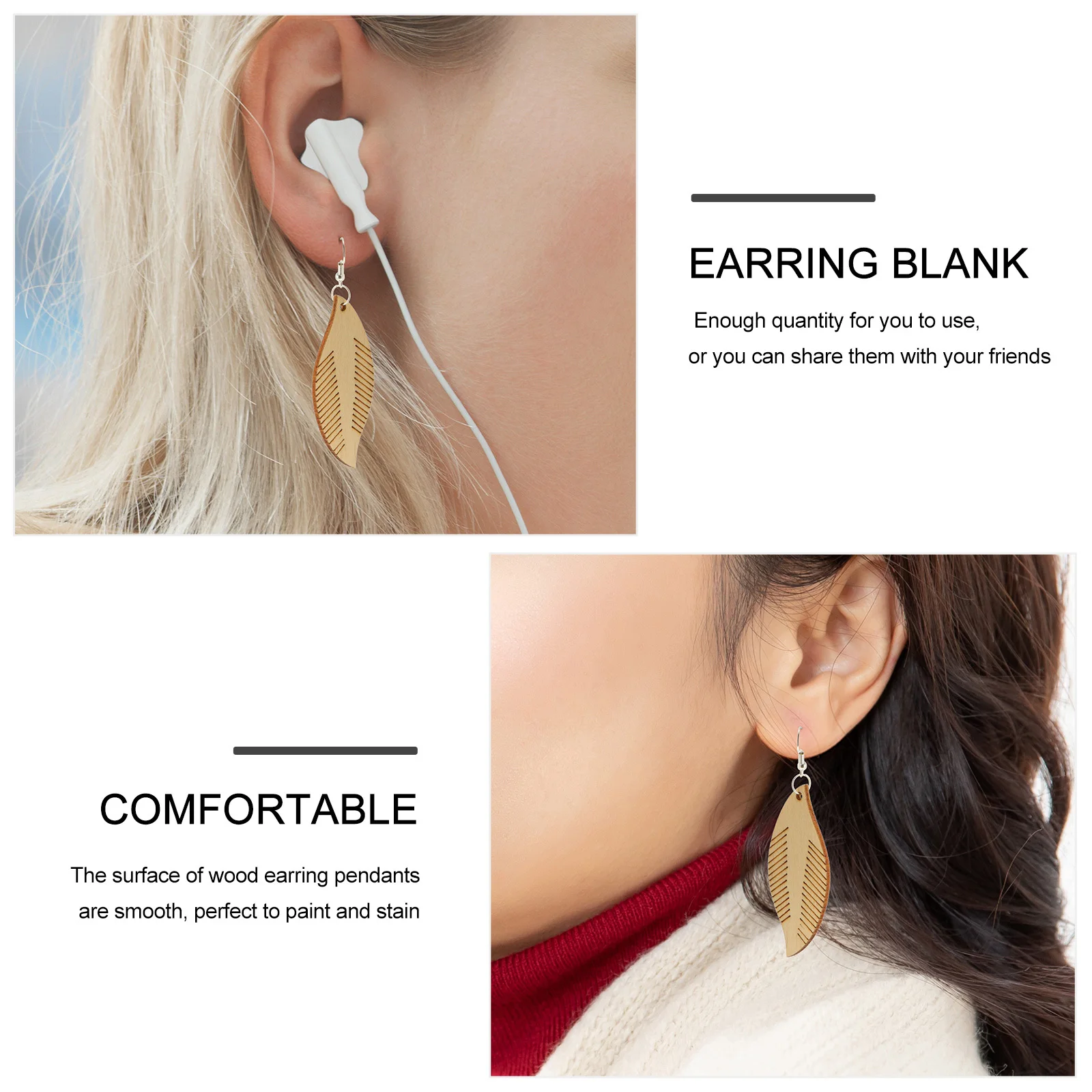 

70Pcs DIY Wood Earring Blank Pendants Natural Wooden Unfinished Smooth Surface Jewelry Making Charm Dangle Earring Blanks