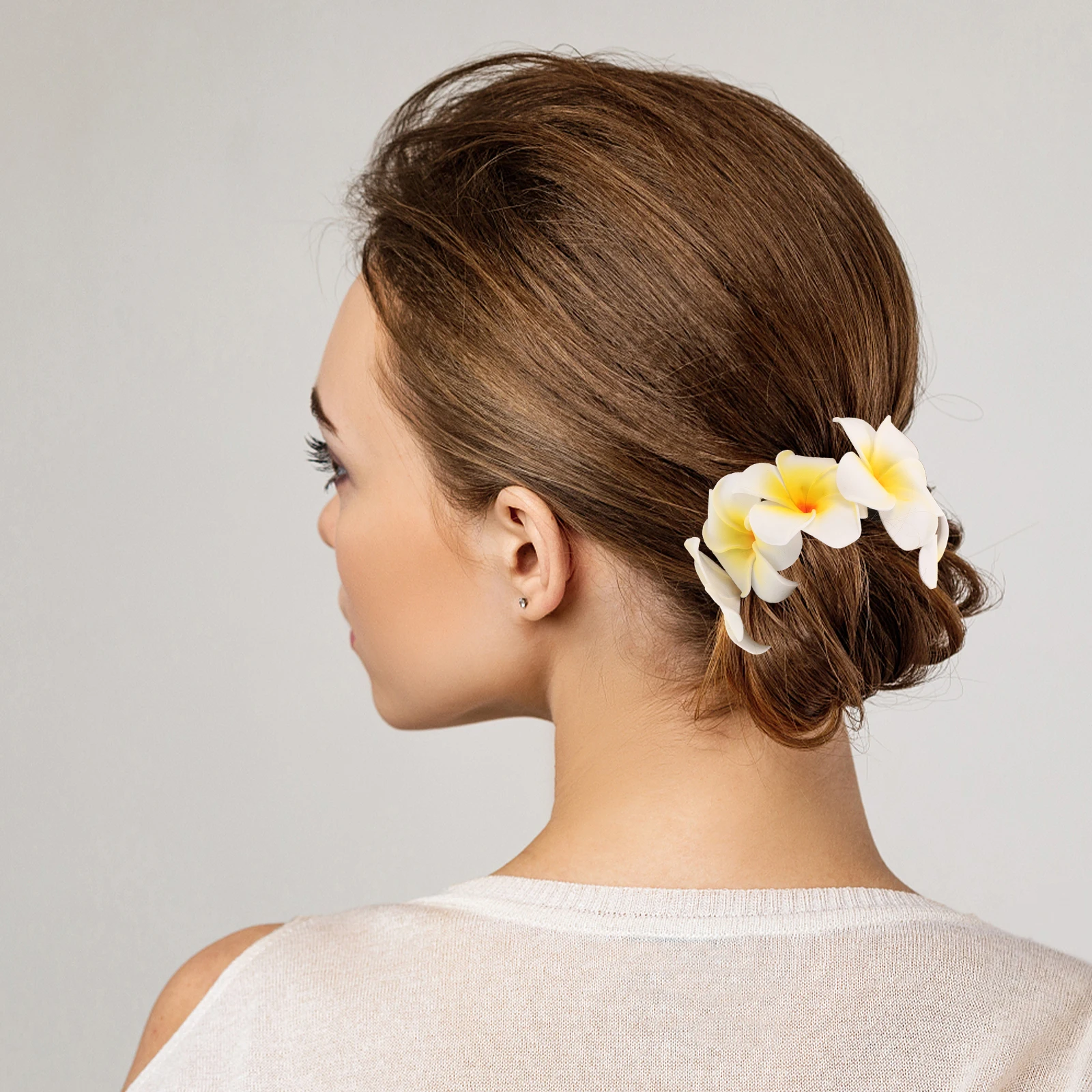 

Frangipani Wreath Flower Ties Boho Style Cute Accessories for Women Girls Hawaiian Festival Lightweight Foam