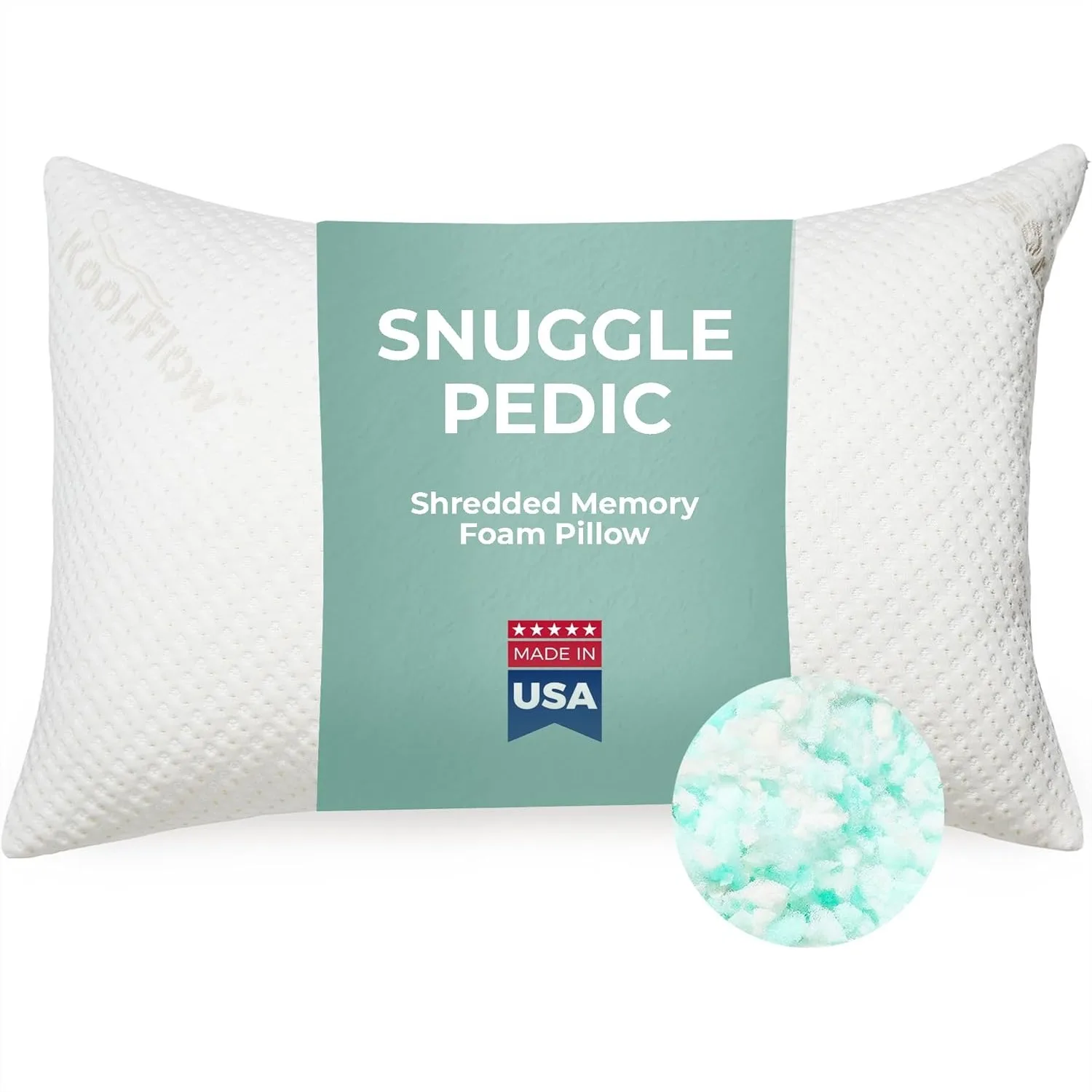 

Shredded Memory Foam Pillow for Sleeping - Cooling & Neck Support - Adjustable Side Sleeper Pillow for Travel