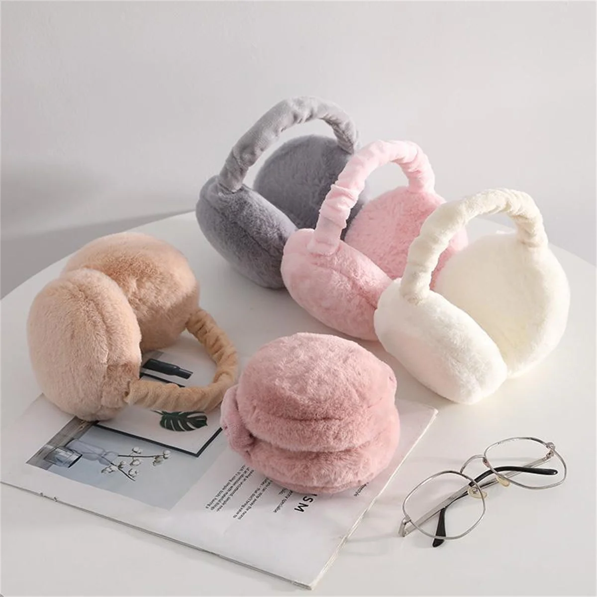 Folding hamburger earmuffs antifreeze warm cold earmuffs plush earmuffs cute winter earmuffs convenient and foldable