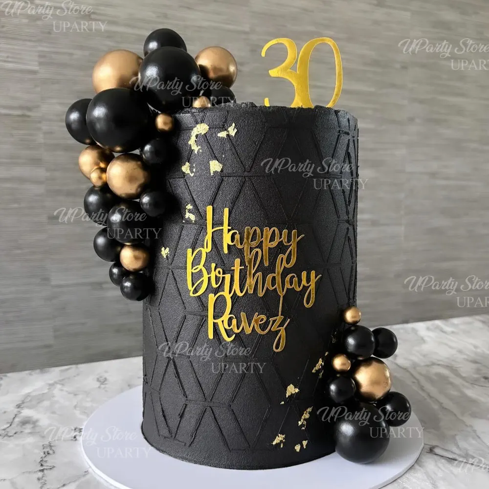 35 Stück Acryl-Zahlen-Kuchendekoration Marineblau Gold Kuchenbälle 0-9 Zahlen-Topper für Geburtstag Vatertag Jubiläum Kuchendekoration – Detail 5
