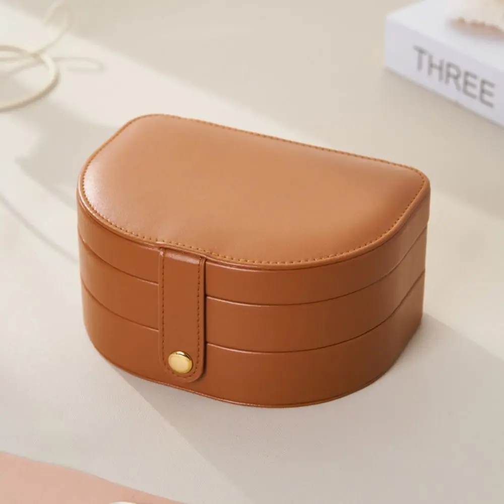 Exquisite Multi-layered Jewelry Box Semi-circular PU Leather Ring Earrings Storage Box Large Capacity Antioxidant