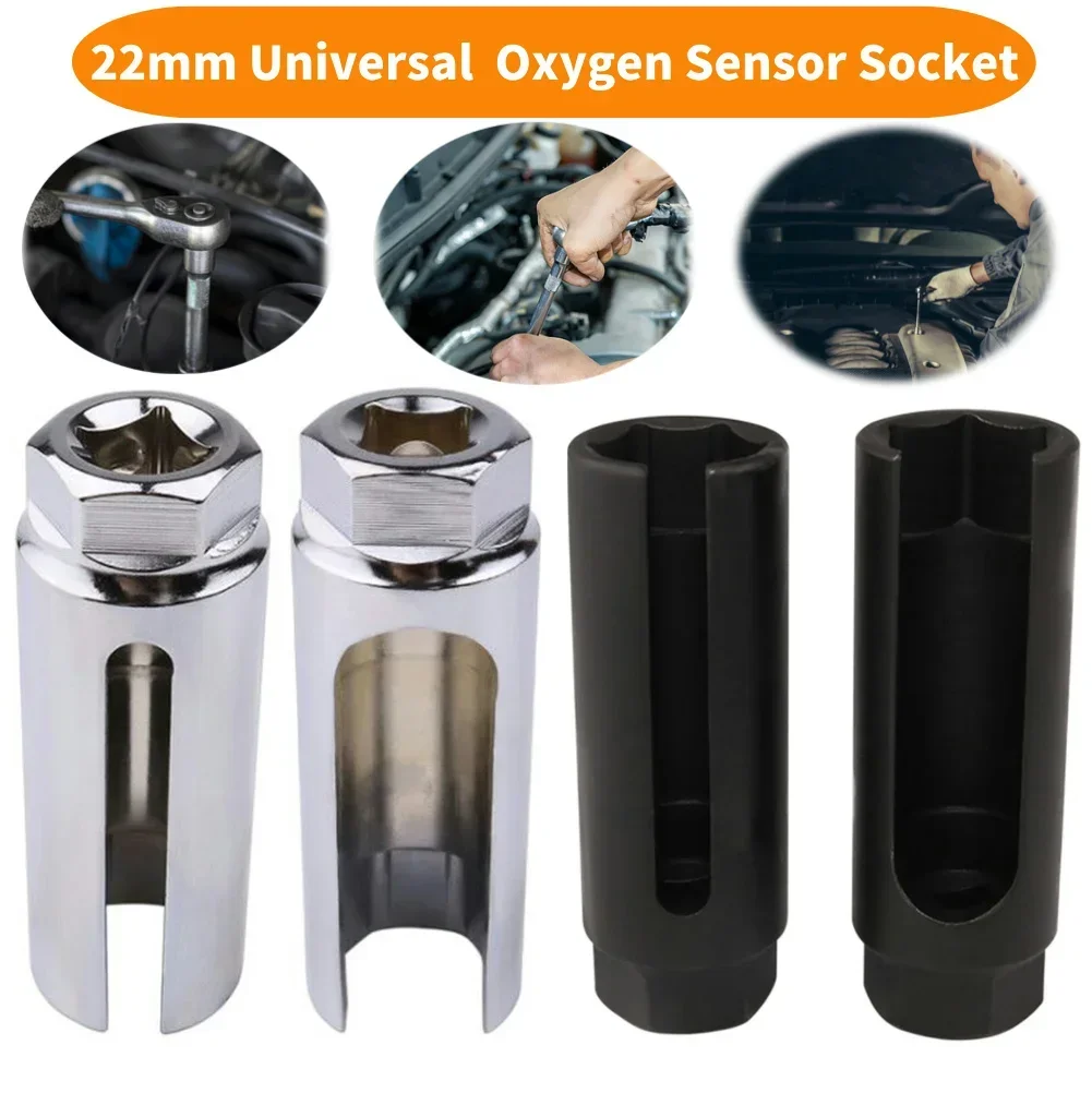 22mm Oxygen-containing Oxygen Vacuum Lambda Sensor Removal Socket Black Narrow Mouth Kit Car Tools 1/2 Drive 8mm Slot CR-V Steel