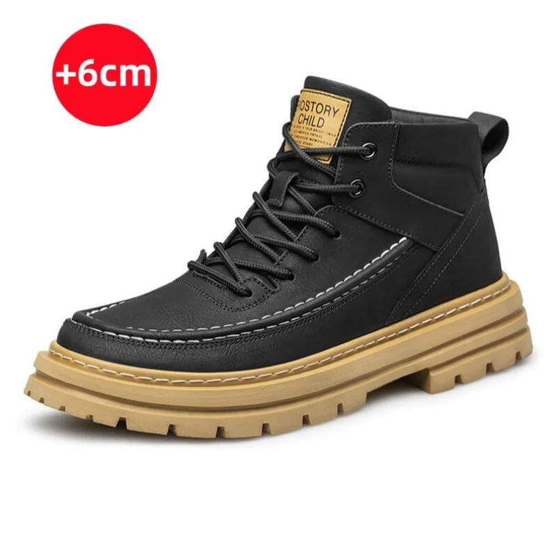 

Дизайнерская брендовая мужская обувь на возвышении, персонализированные ботинки из натуральной кожи, мужские уличные рабочие ботинки, зимние высокие туфли