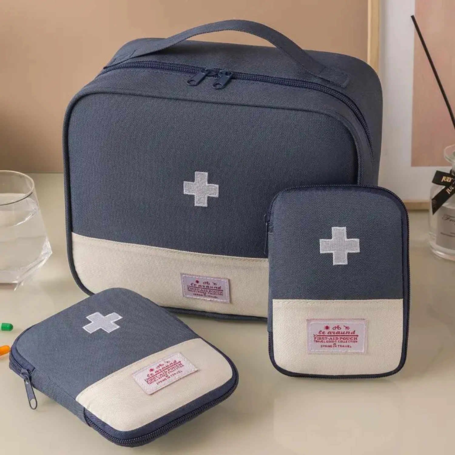 Portable 3Pcs Medicine Set for Outdoor Travel - First Aid Kit, Emergency Medical Organizer Pill Case, Camping Medical Kit