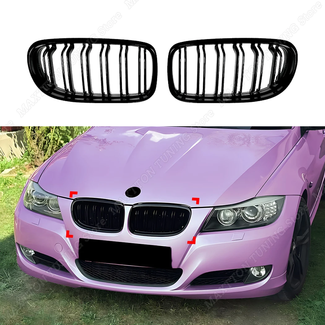 

Для BMW 3 серии E90 E91 320i 325i 330i 335i LCI 2009-2012, передний впускной бампер, решетка для почек, капот, гоночные грили, стиль с двойной линией