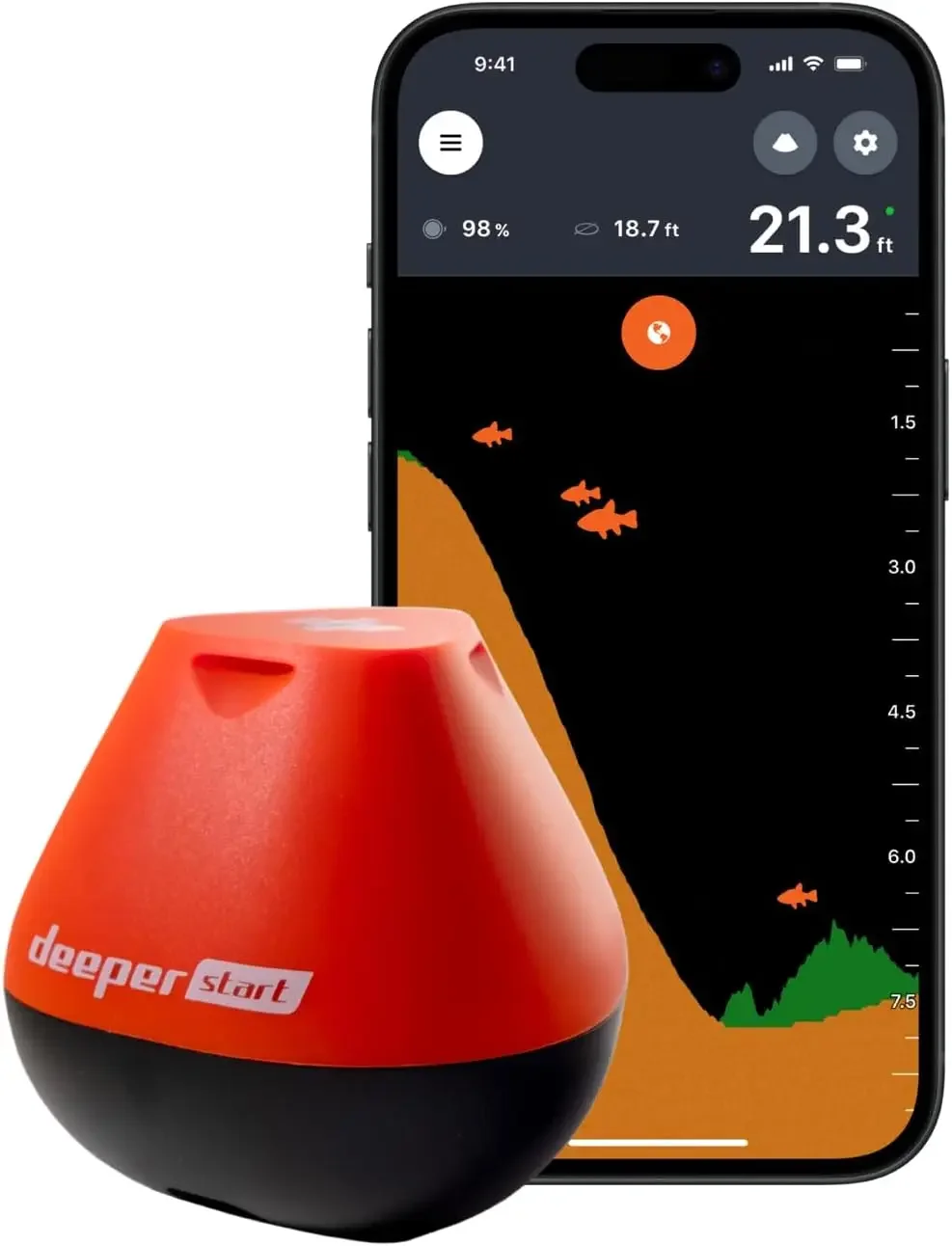 Smart Fish Finder - Portable Fish Finder and Depth Finder For Recreational Fishing From Dock, Shore Or Bank | Casta