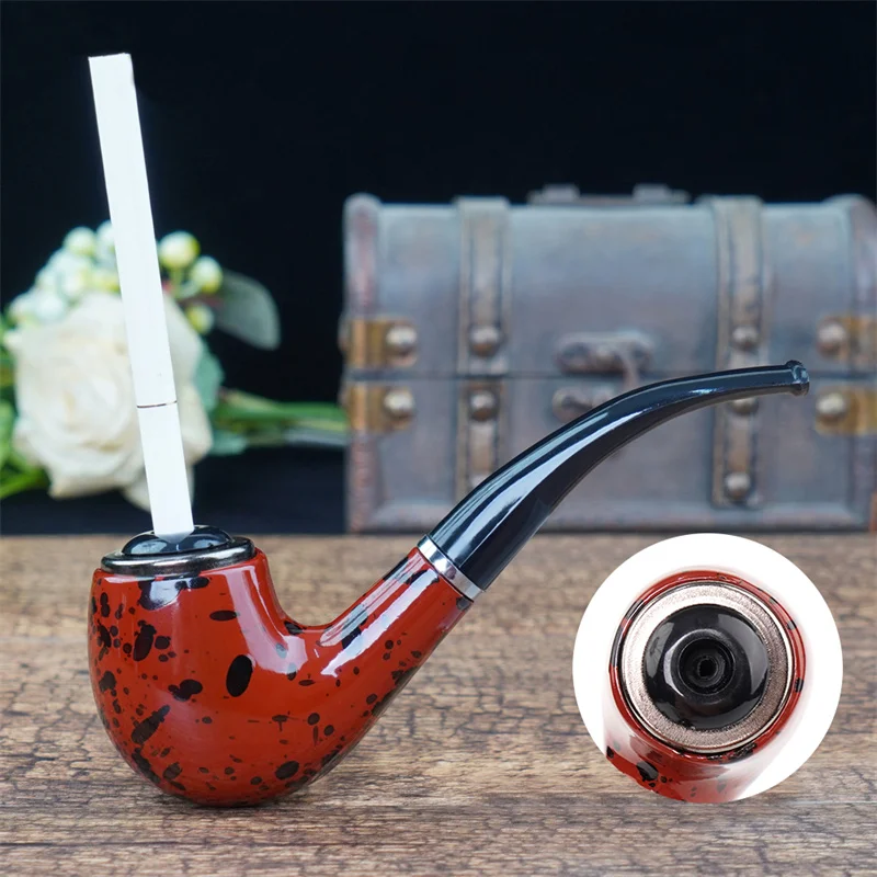 RUSolid Wood Traditional Style Nature Tobacco Handmade Ebony Wood Smoking Durable Pipe Gifts Smoking Accessories Tobacco Grinder