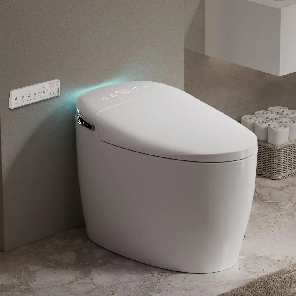 Smart Toilet, One Piece Toilet Elongated, Auto Flushing Bidet Toilet with Heated Seat, SPA Warm Water Sprayer and Dryer, Tankles
