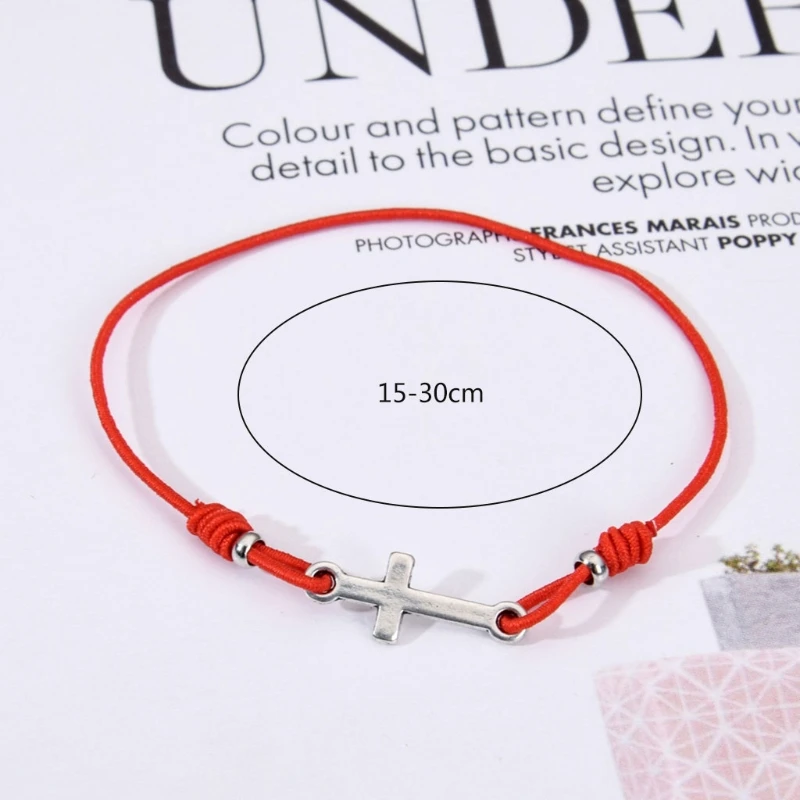 12pcs/lot for Cross Bracelet Cord Wristband Adjustable Bracelets with a Pendant for Womens Girls Teens Kid Christian Jew