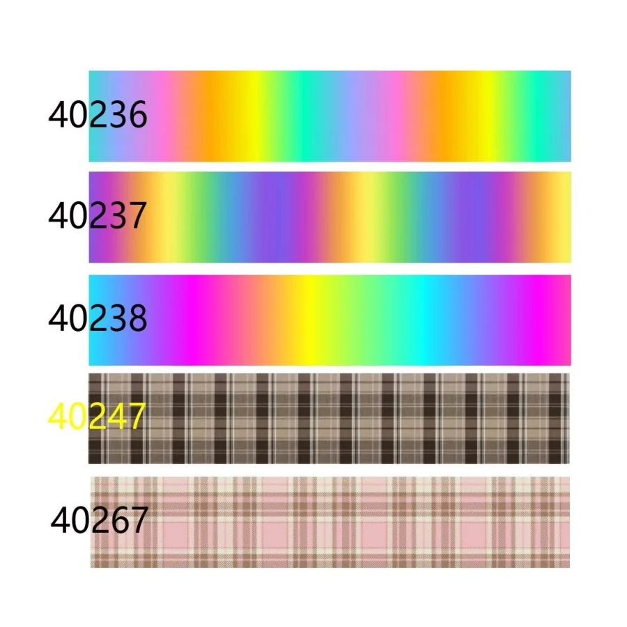 

50yards Rainbow Ribbon Printed Plaid Grosgrain Ribbon for Hairbows Craft Materials DIY Accessories Wholesale