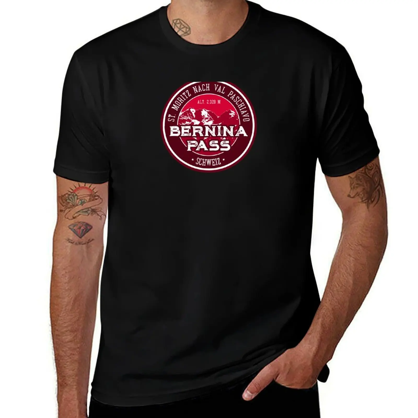Bernina Pass Switzerland T-Shirt Vintage Print Crew Neck Tee