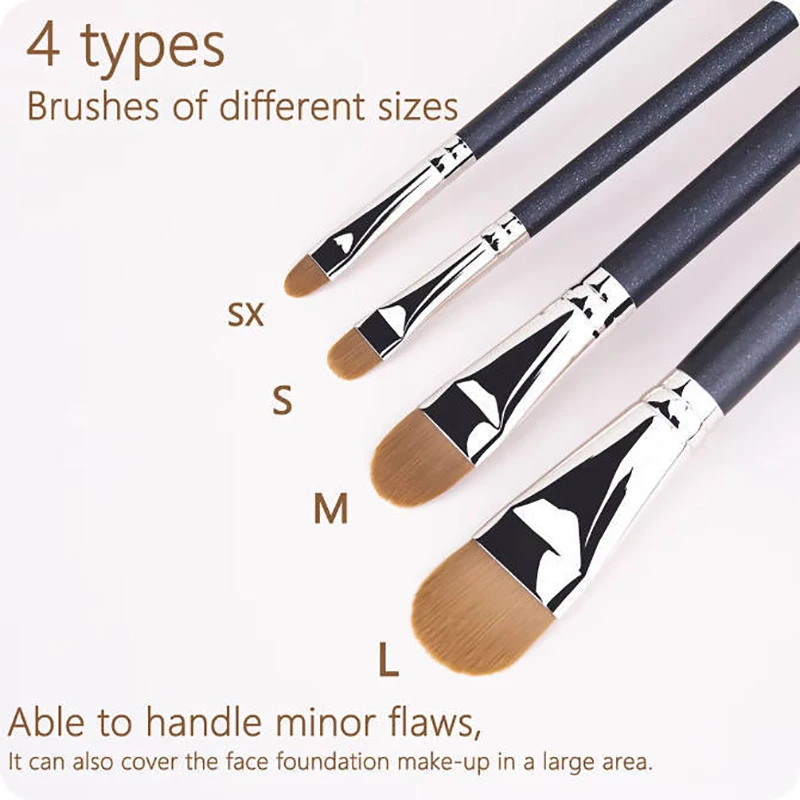 4 ประเภทขนาดแบนรอบ Ultra-thin Foundation คอนซีลเลอร์แปรงแต่งหน้า Professional Contour Liquid ครีมคอนซีลเลอร์ Make-up TOOL