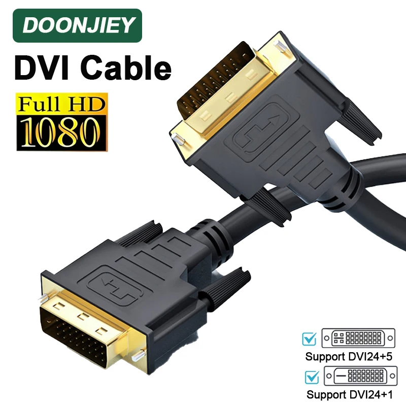 Cable DVI a DVI DOONJIEY, DVI-D 24+1/24+5 Macho a Macho, Cable de Video Digital HD 1080P para LCD, HDTV, Juegos, Proyector, Monitor