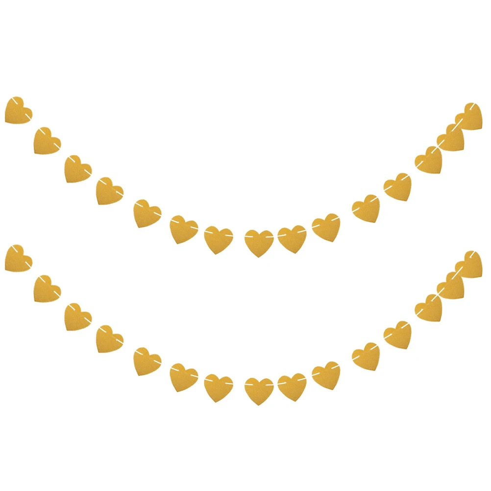 

2 Pcs Birthday Decorations Engagement Party Garland Heart Wedding Banner Gold Flower Garlands Glitter Bunting Powder for Events