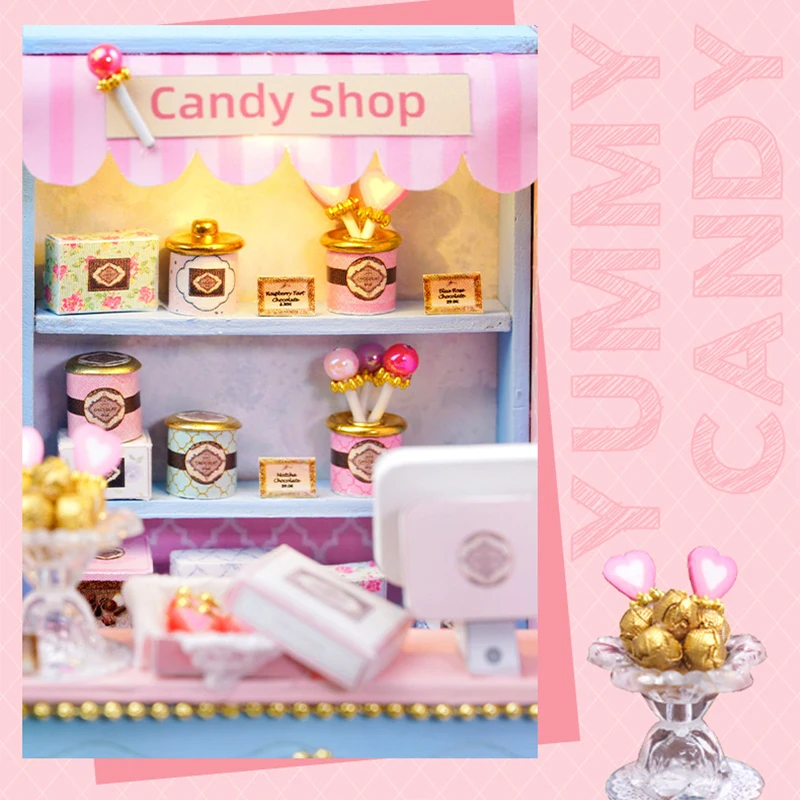 Mini Miniatur Puppenhaus DIY kleines Haus Kit Herstellung Zimmer Spielzeug Home Schlafzimmer Dekorationen mit Möbeln Holz Handwerk Puppenhäuser – Detail 18