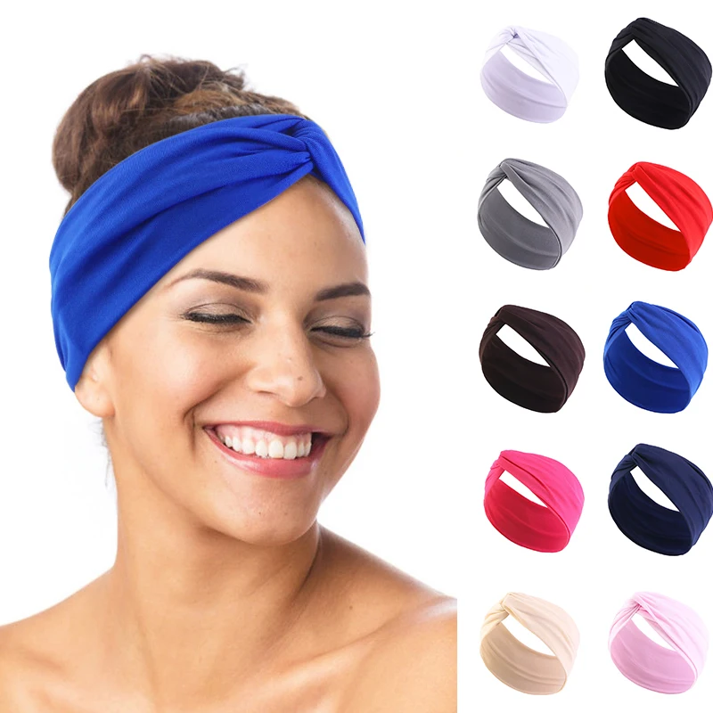 

New Criss Cross Headbands Solid Hairband for Women Girls Yoga Sports Twist Elastic Head Wrap Hair Accessories Turban Bandage