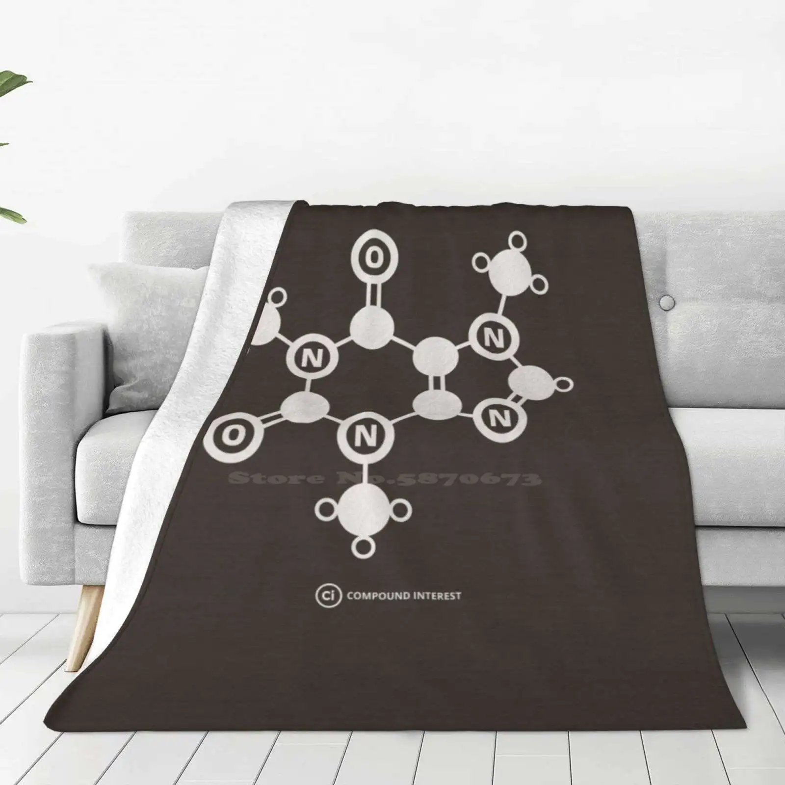 New Print Novelty Fashion Soft Warm Blanket Coffee Science Chemistry Molecule