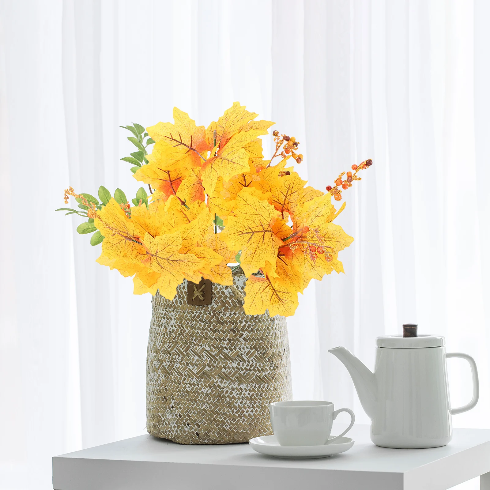 

1Pcs Simulated Maple Branches Decorative Autumn Leaf for Thanksgiving Harvest Festival Home Table Office Vase Adornments
