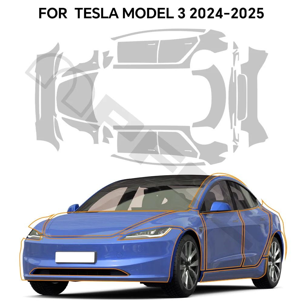 8.5Mil TPU Pre-Cut Clear Matte PPF For Tesla Model 3 Highland 2024 2025 Car Paint Protection Film Anti-scratch Resistant Cover