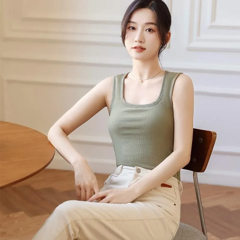 

2023 Women Slim U-neck Soft Thermal Underwear Winter Velvet Thickened Undershirt Camisole Warm Sling Vest Top Bottoming Clothing