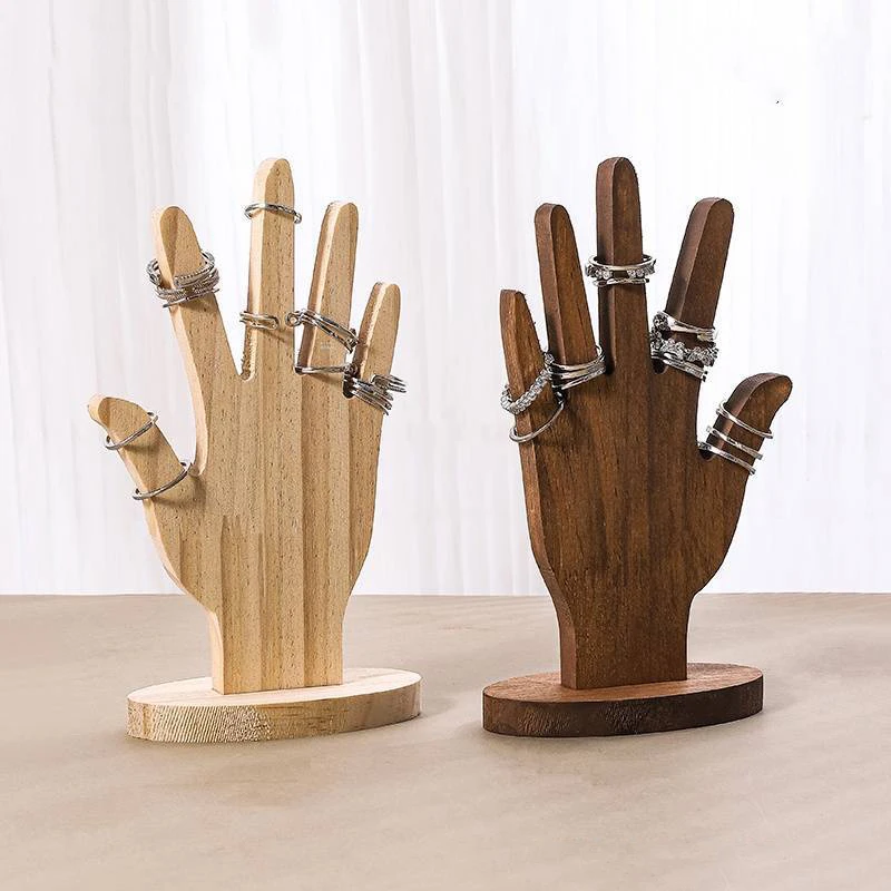 

Walnut palm-shaped ring storage rack jewelry display rack ring and bracelet storage display rack counter home display rack