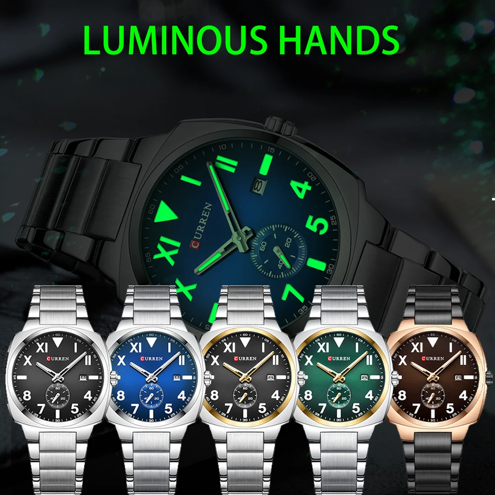 Men's Watch CURREN New Original Fashion Simple Business Luminous Calendar Stainless Steel Analog Quartz Jam Tangan Lelaki