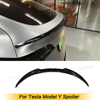 For Tesla Model Y Spoiler Car Rear Trunk Carbon ABS Bright Black Wing Fast Style Tail Wing Sticker Protective Accessories