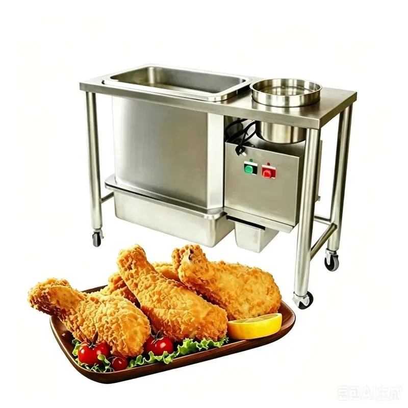 Stainless Steel Chicken Powder Wrapping Machine for French Fries Meat Fish Fried Bread Coating Low Cost Barrel Type