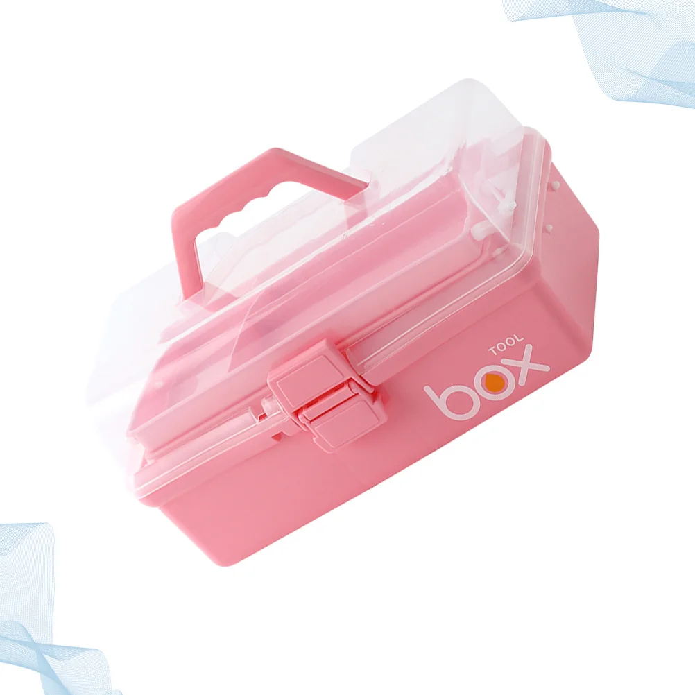 صندوق تخزين طبي للطوارئ متعدد الطبقات باللون الوردي مقاس S، حقيبة طبية خفيفة الوزن للسفر في المكتب المنزلي #5