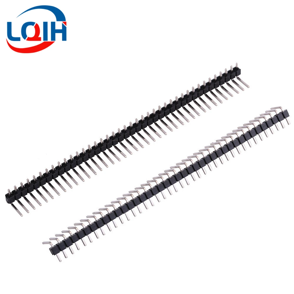 10CS Pitch 2.54Mm 1X40 2X40 Pin Enkele Dubbele Rij Rechte Hoek Rechte Smt Smd Ronde male Header Connector