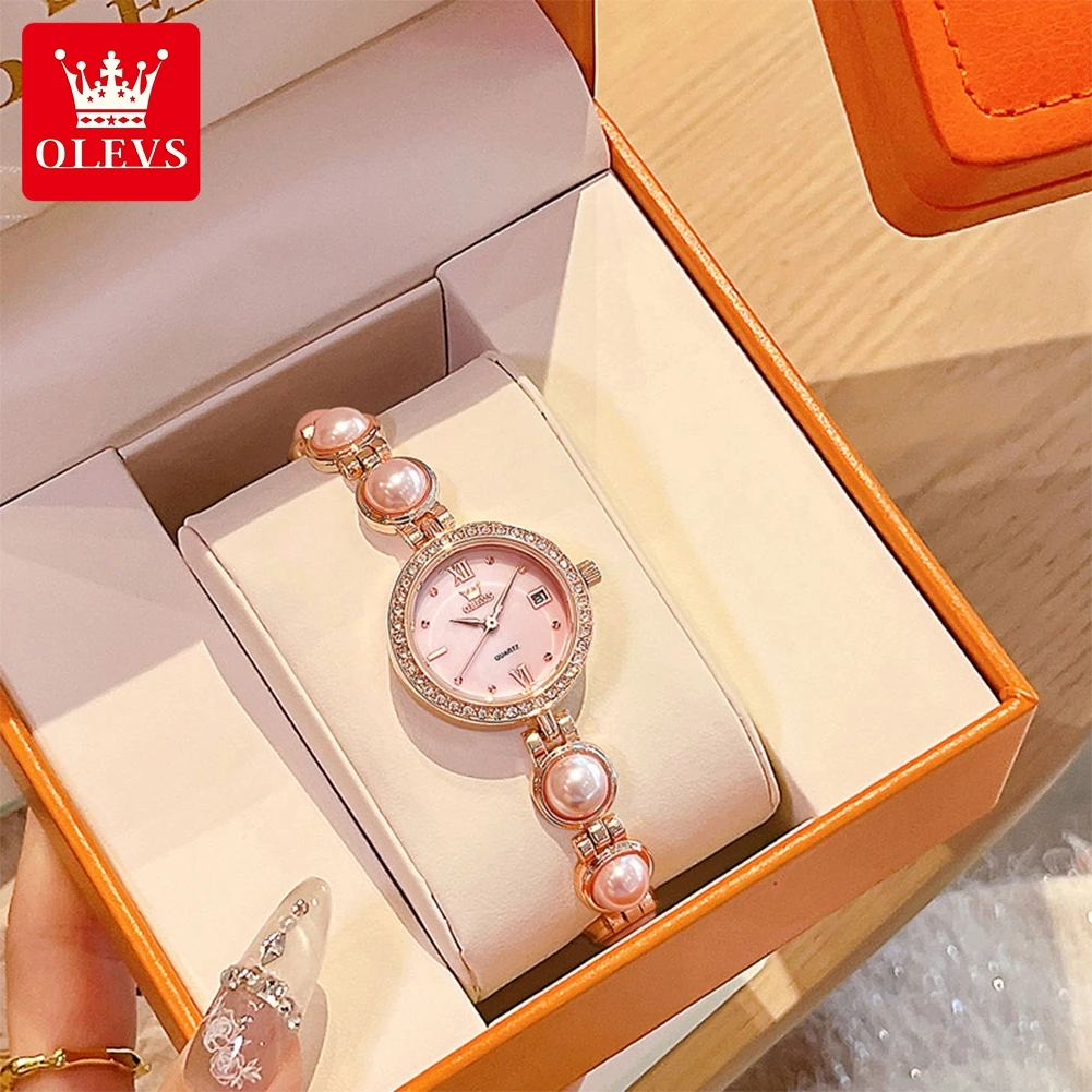 OLEVS 5669 ساعة نسائية أنيقة فاخرة ساعة كوارتز مقياس مقاوم للماء مضيئة تاريخ تلقائي ساعة السيدات الهدايا الأصلية #4