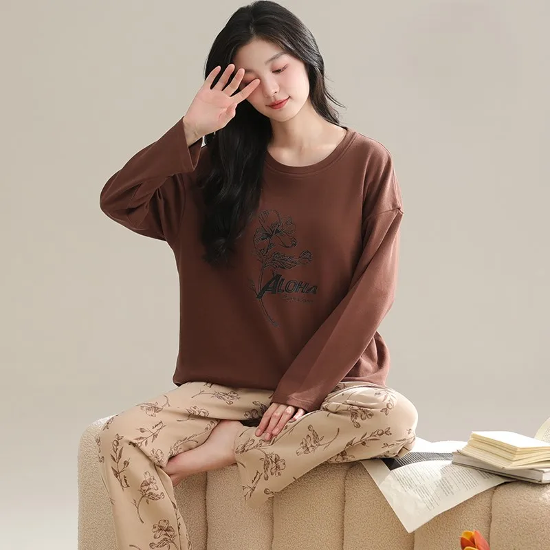 

Pajama Clothes Sets Women Silk Clothess Ladies Fall Japanese Style Collared Long Sleeve Ankle Length Lustrous Smooth Elegant Ins