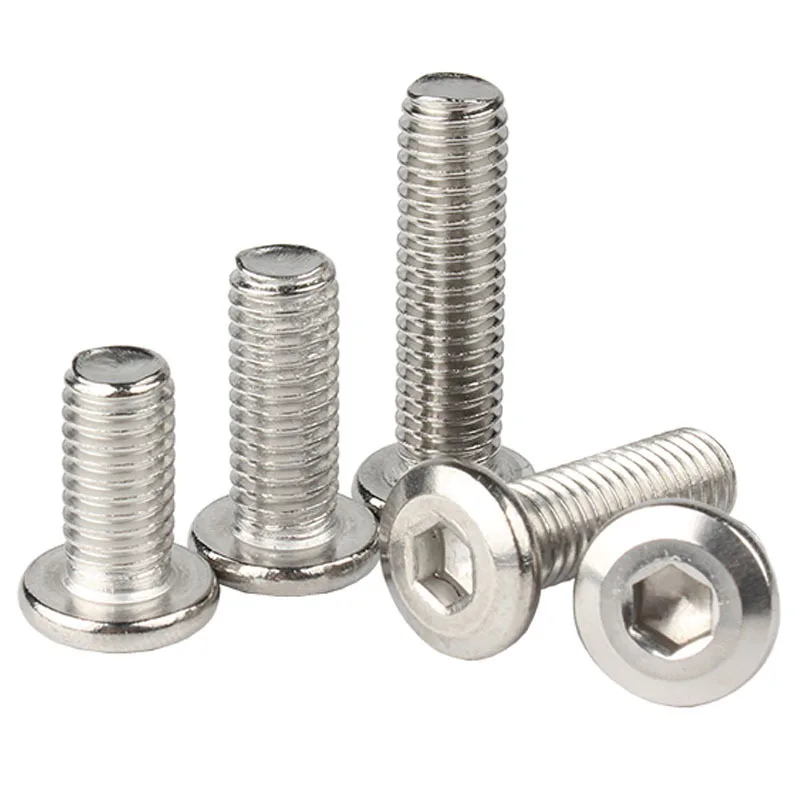 100pcs/lot 304 Stainless Steel Large Flat Hex Hexagon Socket Head Allen Screw Furniture Screw Connector Joint Bolt M3 M4 M5 M6