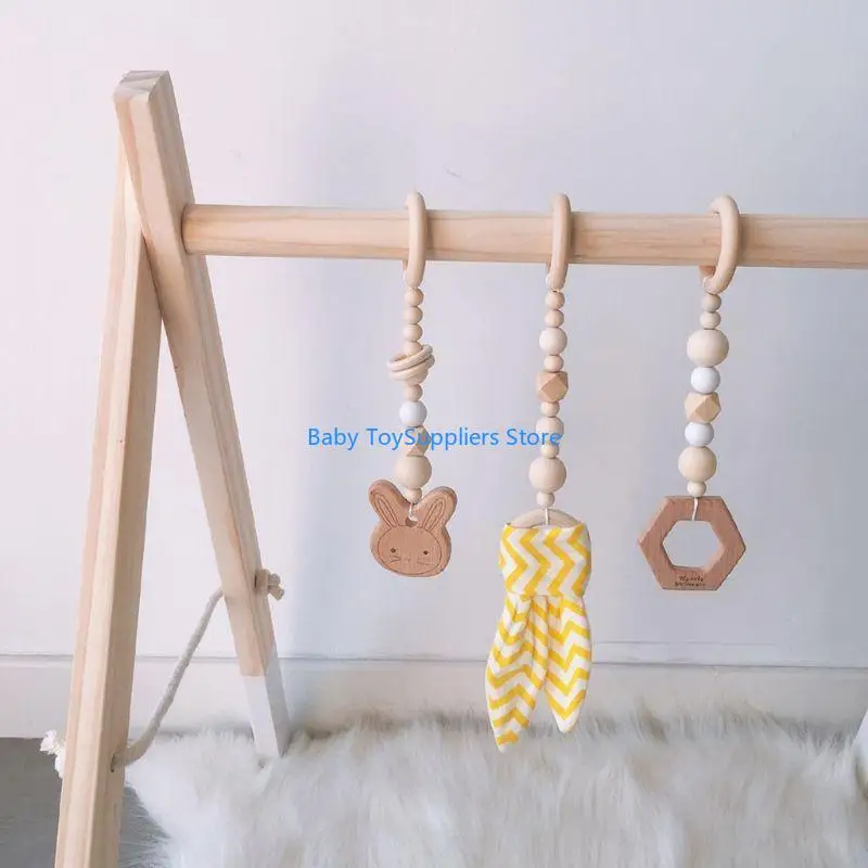 

R1WF 1 компл. скандинавские детские деревянные игрушки с кроличьими ушками, кулон, тренажерный зал, фитнес-стойка, комплекты