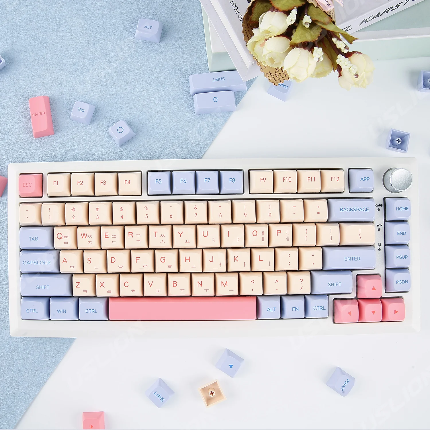 132key Schattige Marshmallow Koreaanse Engelse Keycaps Xda Profiel Keycap Voor Mechanisch Toetsenbord Mx Switch Pbt Dye Sublimatie Key Caps