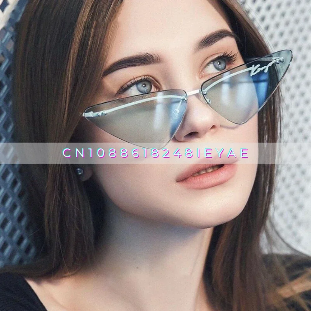 Gafas de sol de aguacate fresco UV400 protección UV sin marco ojo de gato triángulo gafas de sol vanguardistas personalizadas