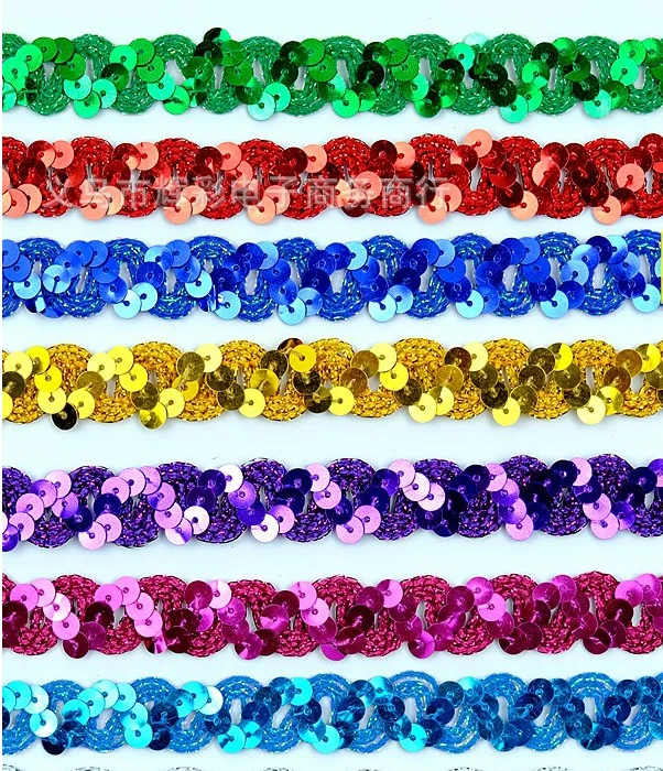 12 Yards Sequined Embroidered Lace Ribbons Appliqued Cosplay Costumes Trims Band Lace Clothes Accessories 1.5CM Wide