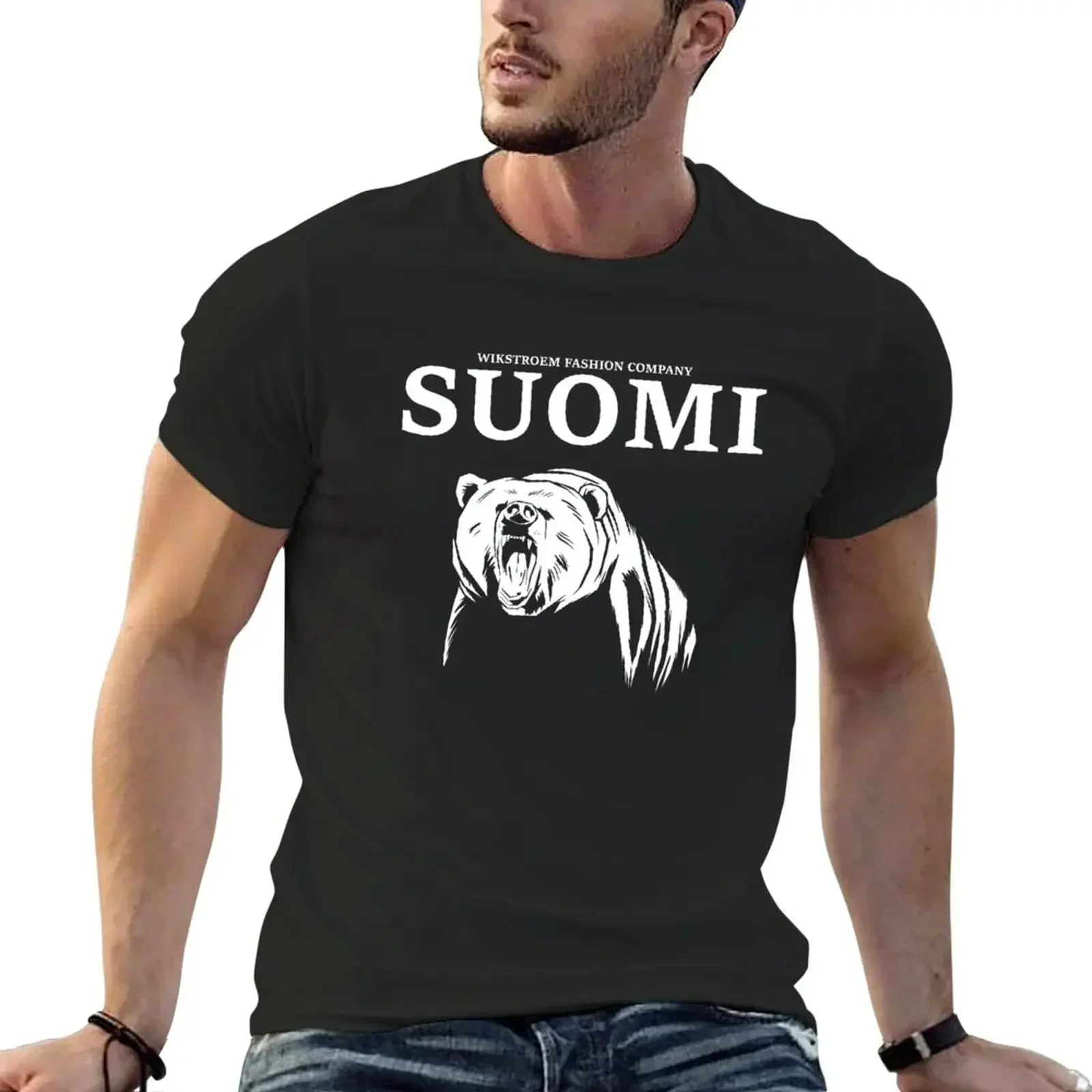 Wikstroem Finland Suomi Bear T-Shirt boys whites blacks sweat shirt tees mens t shirts casual stylish fashion summer manga style