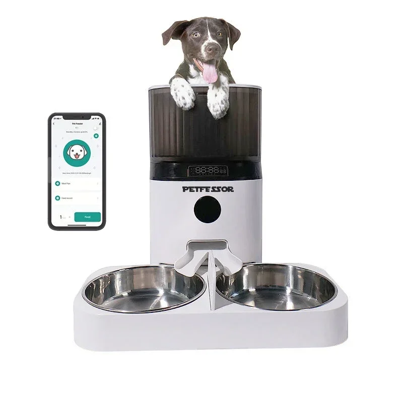 Petfessor Automatic Cat Feeder for Two Cats 2.4G WiFi App Control 21 Cup Capacity Microchip Pet Feeder Automatic